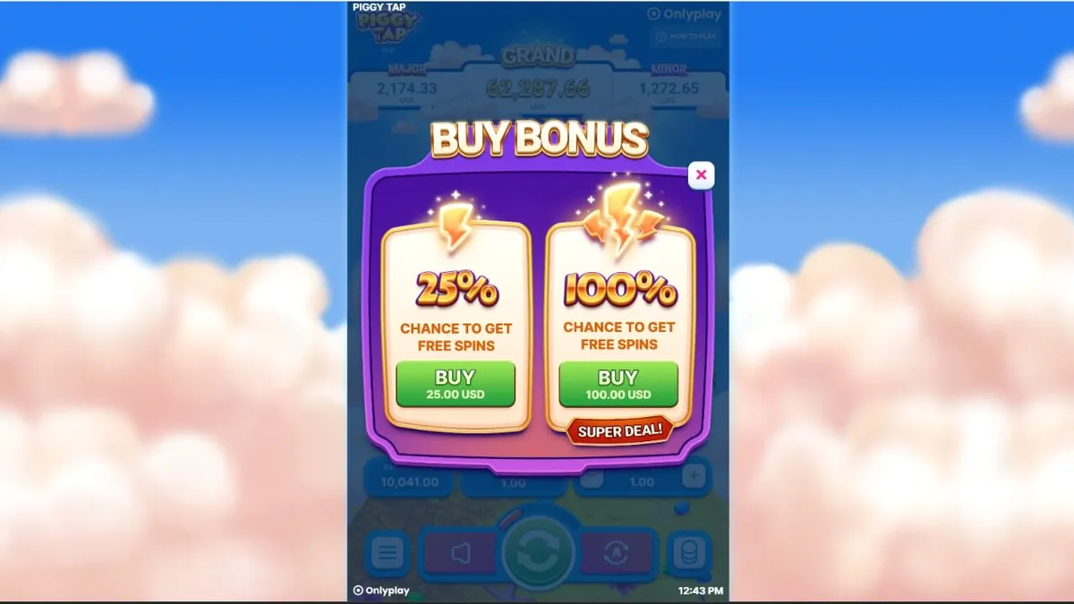 Tampilan visual game Piggy Tap dengan karakter babi lucu di pulau tropis